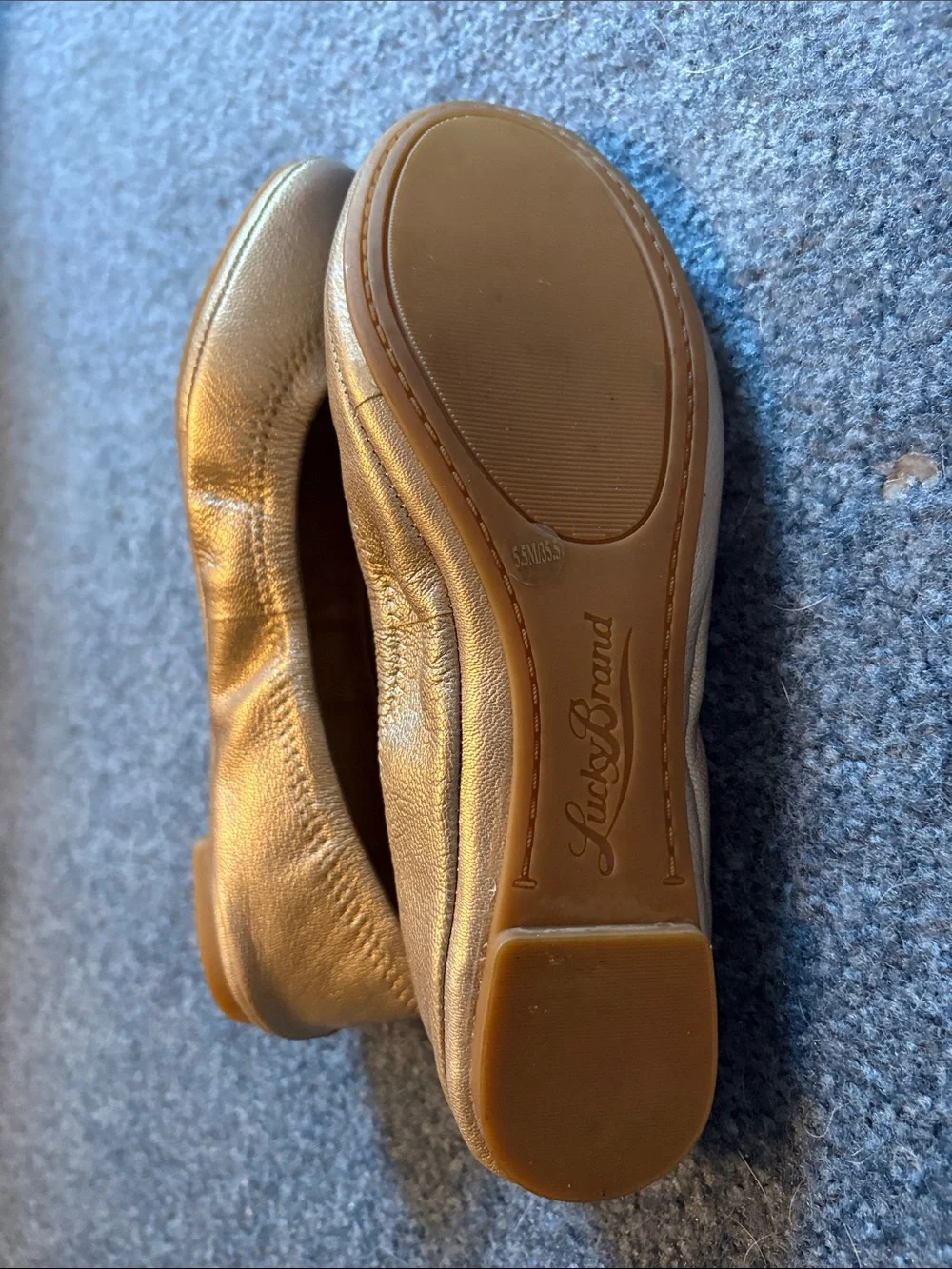 Lucky Brand Shimmery Gold Round-Toe Ballet Flats